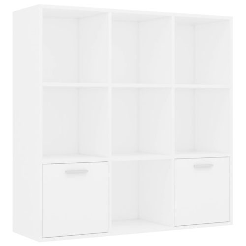 vidaXL Book Cabinet White Engineered Wood Storage Display Shelf Organiser 2