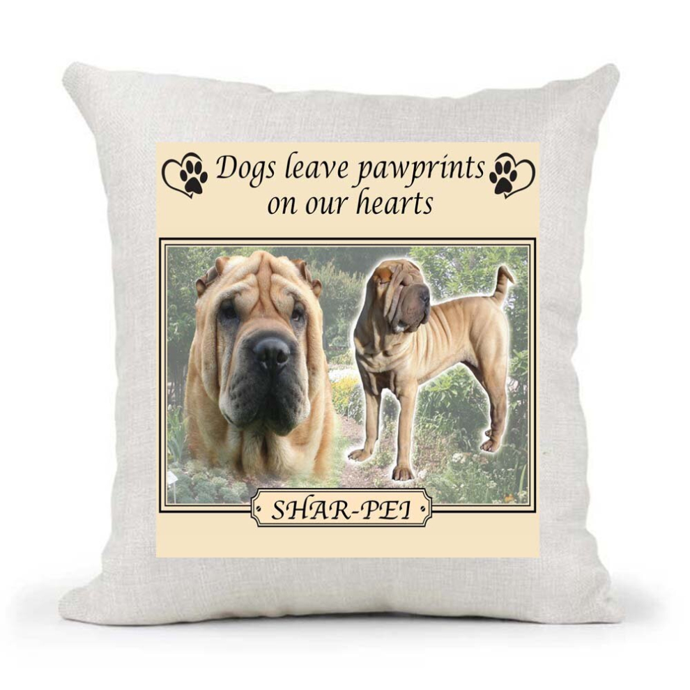 SHAR PEI Dogs Leave Pawprints on our Hearts Cushion Cover Gift-image-OPC-PCTPXVN-NEW