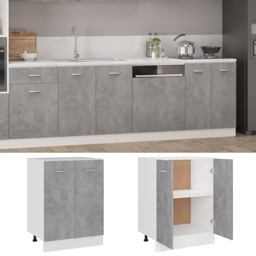 VidaXL vidaXL Bottom Cabinet Concrete Grey Engineered Wood Cupboard Sideboard Cabinet 2