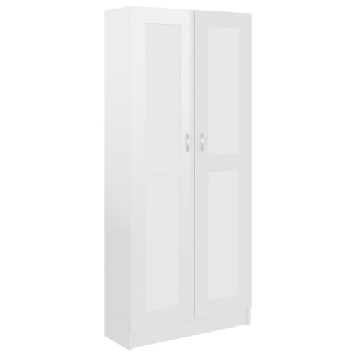 vidaXL Book High Gloss White Chipboard Bookshelf Bookcase