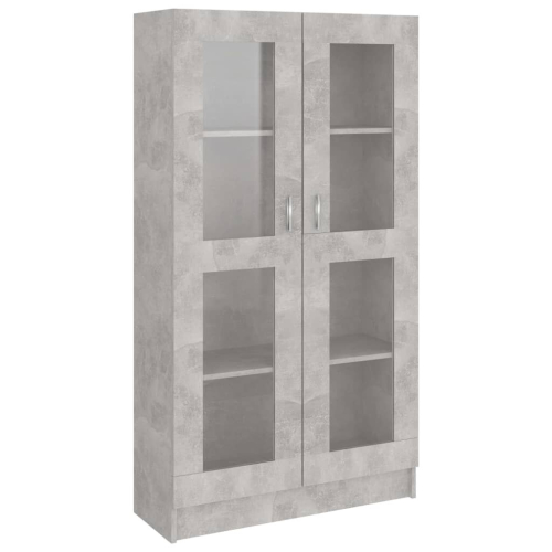 VidaXL vidaXL Vitrine Cabinet Concrete Grey Engineered Wood Bookcase Storage Unit 2