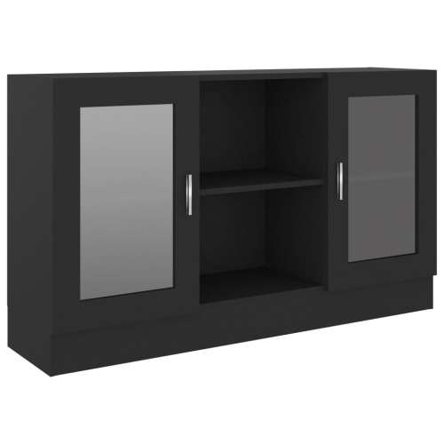 VidaXL vidaXL Vitrine Cabinet Black Engineered Wood Sideboard Storage Side Cupboard 2