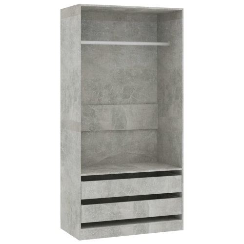 VidaXL vidaXL Wardrobe Engineered Wood Concrete Grey Clothing Cabinet Shelf Storage 2