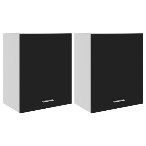 VidaXL vidaXL 2x Kitchen Cabinets Black Engineered Wood Home Storage Shelf Organiser 2