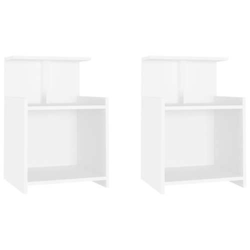 VidaXL vidaXL 2x Bed Cabinets White Engineered Wood Home Bedside Table Nightstand 2