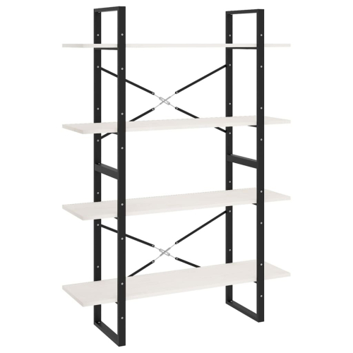 VidaXL vidaXL Solid Pine Wood 4-Tier Book Cabinet White Home Bookcase Storage Rack 2
