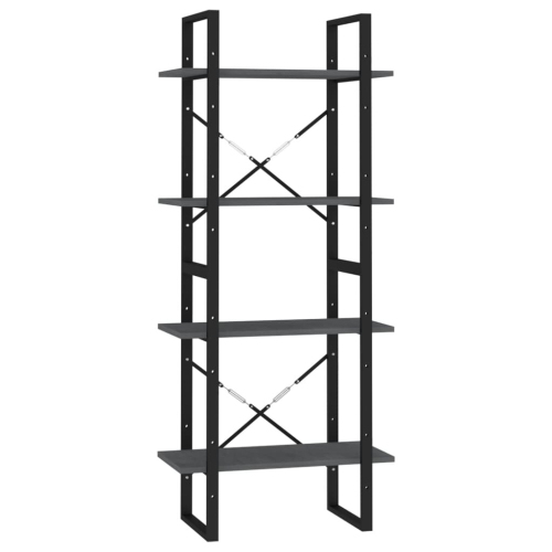 VidaXL vidaXL Solid Pine Wood 4-Tier Book Cabinet Grey Office Storage Rack Bookcase 2
