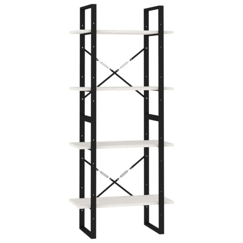 VidaXL vidaXL Solid Pine Wood 4-Tier Book Cabinet White Bookcase Storage Rack Shelf 2