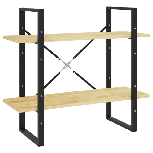 VidaXL vidaXL Solid Pine Wood 2-Tier Book Cabinet Home Office Storage Rack Bookcase 2