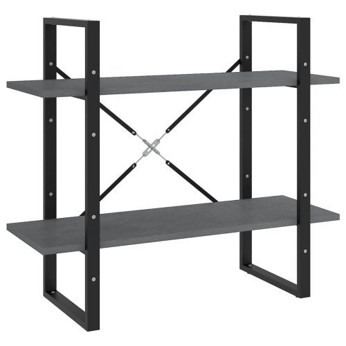 VidaXL vidaXL Solid Pine Wood 2-Tier Book Cabinet Grey Home Bookcase Storage Rack 2