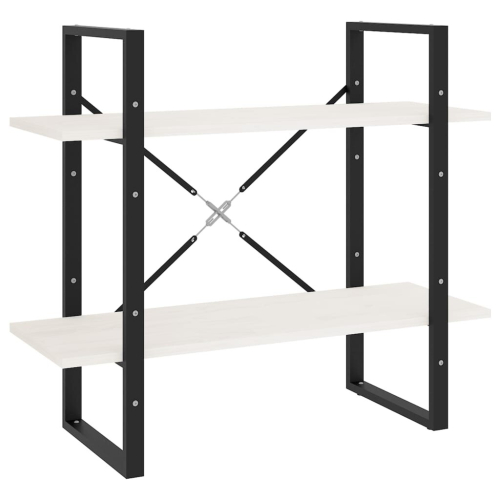 VidaXL vidaXL Solid Pine Wood 2-Tier Book Cabinet White Office Storage Rack Bookcase 2