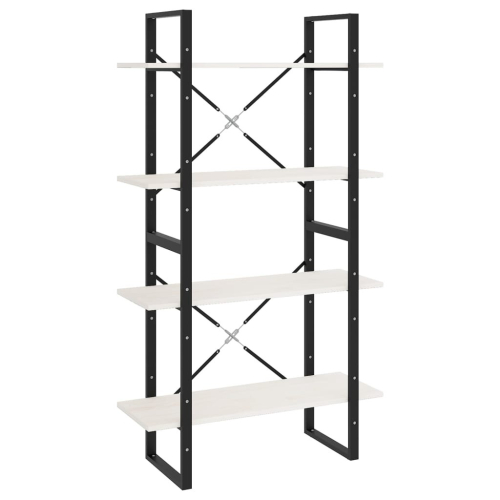 VidaXL vidaXL Solid Pine Wood 4-Tier Book Cabinet White Home Bookcase Storage Rack 2