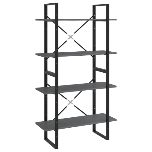 VidaXL vidaXL Solid Pine Wood 4-Tier Book Cabinet Grey Home Bookcase Storage Rack 2