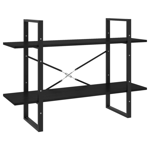 VidaXL vidaXL Solid Pine Wood 2-Tier Book Cabinet Black Home Bookcase Storage Rack 2