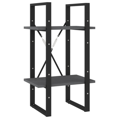 VidaXL vidaXL Solid Pine Wood 2-Tier Book Cabinet Grey Office Storage Rack Bookcase 2