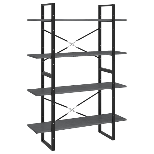 VidaXL vidaXL Solid Pine Wood 4-Tier Book Cabinet Grey Home Bookcase Storage Rack 2