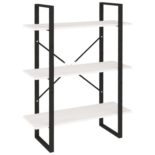 VidaXL vidaXL Solid Pine Wood 3-Tier Book Cabinet White Organiser Bookcase Book Rack 2