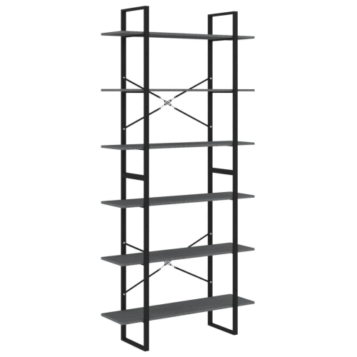 VidaXL vidaXL Solid Pine Wood High Cabinet Grey Home Standing Shelf Storage Book Rack 2