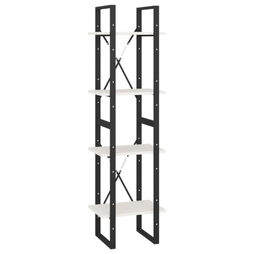 VidaXL vidaXL Solid Pine Wood 4-Tier Book Cabinet White Office Storage Rack Bookcase 2