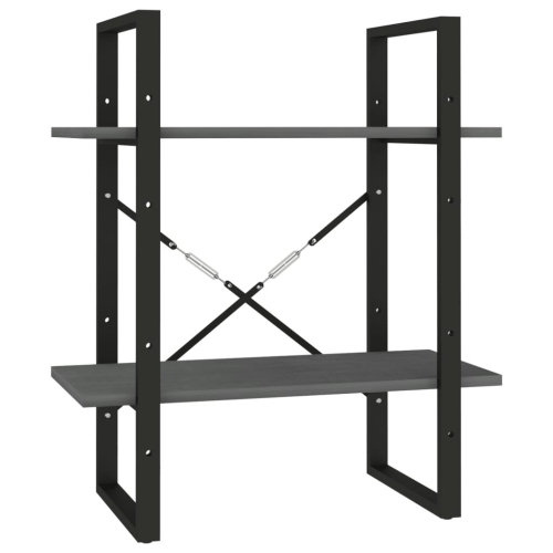 VidaXL vidaXL Solid Pine Wood 2-Tier Book Cabinet Grey Home Storage Rack Bookcase 2