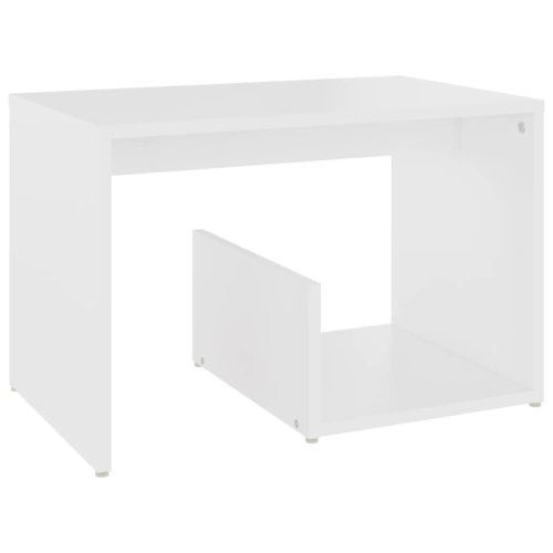 VidaXL vidaXL Side Table White Engineered Wood Home Coffee End Table Magazine Rack 2