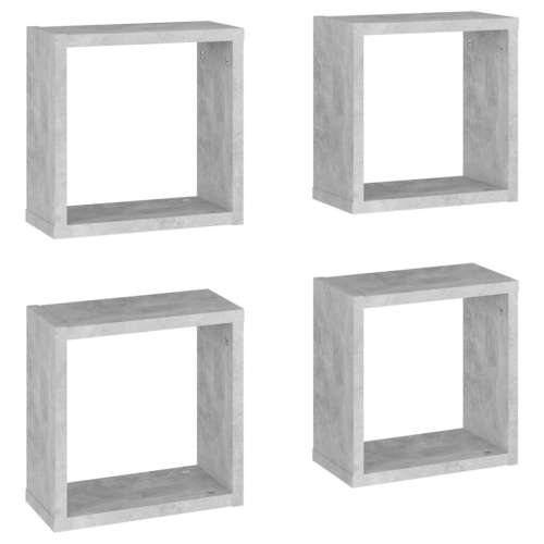 VidaXL vidaXL 4x Wall Cube Shelves Concrete Grey Storage Wall Hanging Floating Shelf 2