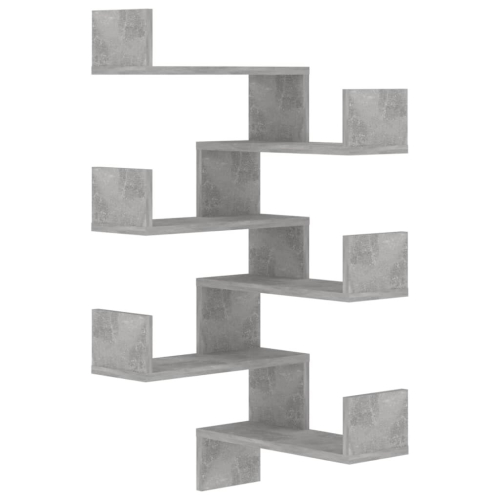 VidaXL vidaXL 2x Wall Corner Shelf Concrete Grey Engineered Wood Hanging Shelf Unit 2
