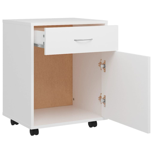 VidaXL vidaXL Rolling Cabinet White Engineered Wood Office Drawer Rolling Cabinet 2