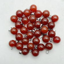 red agates natural stone round ball pendant Necklace for jewelry making 14MM Charm Earrings Accessories 24pc