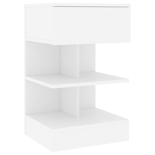 VidaXL vidaXL Bedside Cabinet White Engineered Wood Table Nightstand Storage Cabinet 2