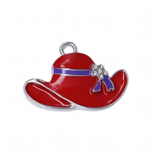 enamel metal hat shape glamour rhinestone crystal inlaid red cowboy headgear pendant girl jewelry