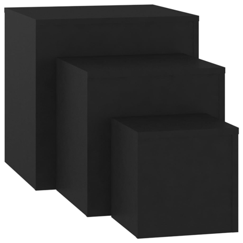 VidaXL vidaXL 3x Side Tables Black Engineered Wood Living Room End Sofa Accent Table 2