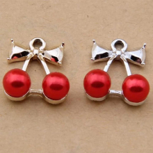 100pcs 13*15mm Cherry Bow Pendant DIY Alloy Necklace Earrings Accessories
