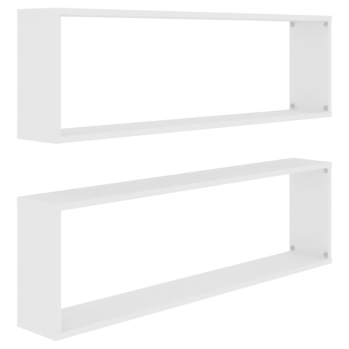 VidaXL vidaXL 2x Wall Cube Shelves White - Engineered Wood Wall Hanging Storage (807079) 2