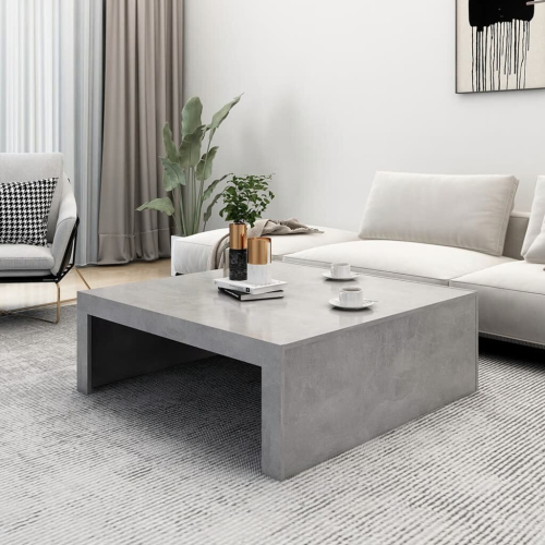VidaXL vidaXL Coffee Table Concrete Grey Engineered Wood Indoor Couch End Sofa Table 2