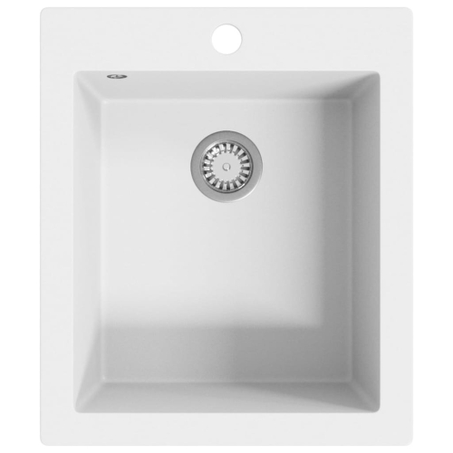 VidaXL vidaXL Overmount Kitchen Sink Single Basin Granite Cream White Plumbing Kit 2
