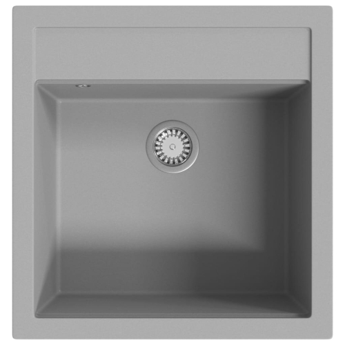 VidaXL vidaXL Granite Kitchen Sink Single Basin Grey Overmount with Basket Strainer 2