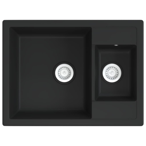 VidaXL (black) vidaXL Kitchen Sink with Overflow Hole Double Basins Granite Multi Colours 2