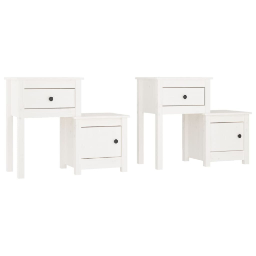 VidaXL (White, 2) vidaXL 1/2x Solid Wood Pine Bedside Cabinet End Table Cabinet Multi Colours 2