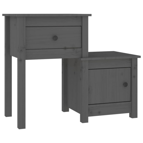 VidaXL (Grey, 1) vidaXL 1/2x Solid Wood Pine Bedside Cabinet End Table Cabinet Multi Colours 2