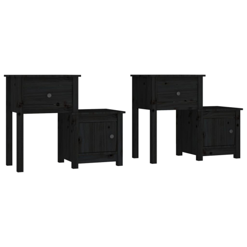 VidaXL (Black, 2) vidaXL 1/2x Solid Wood Pine Bedside Cabinet End Table Cabinet Multi Colours 2