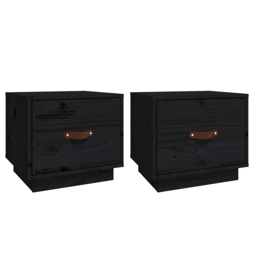 VidaXL (Black, 2) vidaXL 1/2x Solid Wood Pine Bedside Cabinet End Accent Table Multi Colours 2