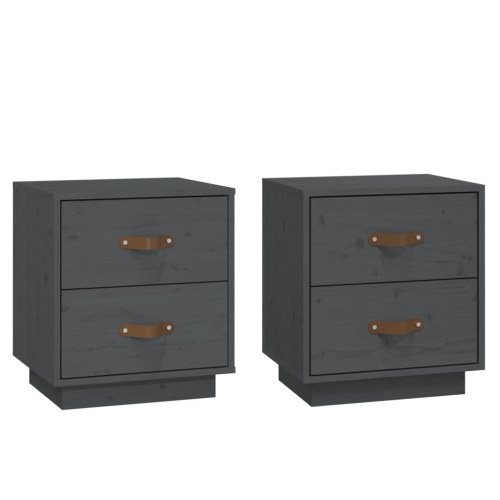 VidaXL (Grey, 2) vidaXL 1/2x Solid Wood Pine Bedside Cabinet Nightstand End Table Multi Colours 2