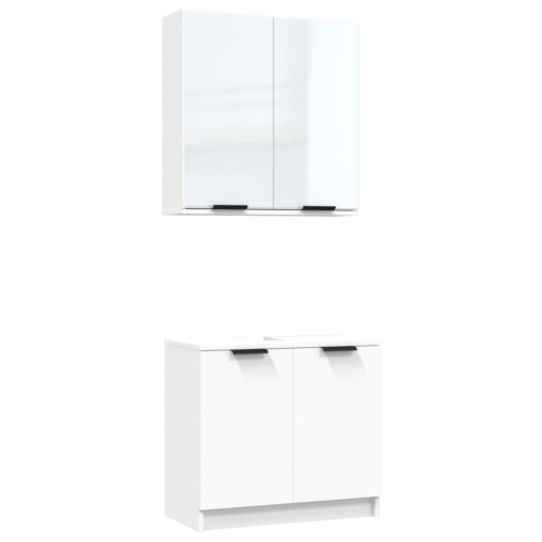 VidaXL (White) vidaXL Bathroom Cabinet Set 2 Piece Engineered Wood Sink Unit Multi Colours 2