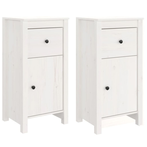 VidaXL vidaXL 2x Solid Wood Pine Sideboards White Cabinet Cupboard Home Organiser 2