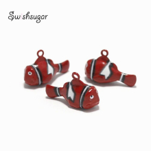 Enamel Red Fish Cartoon Bell Charms Pet Hanging Pendant Jewelry DIY Craft Accessories