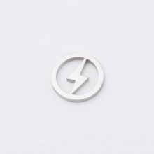 10Pcs/Lot Mirror Polish Stainless Steel 12mm Round Lightning Charms Pendants For DIY Making Necklace Braid Bracelets Jewelry