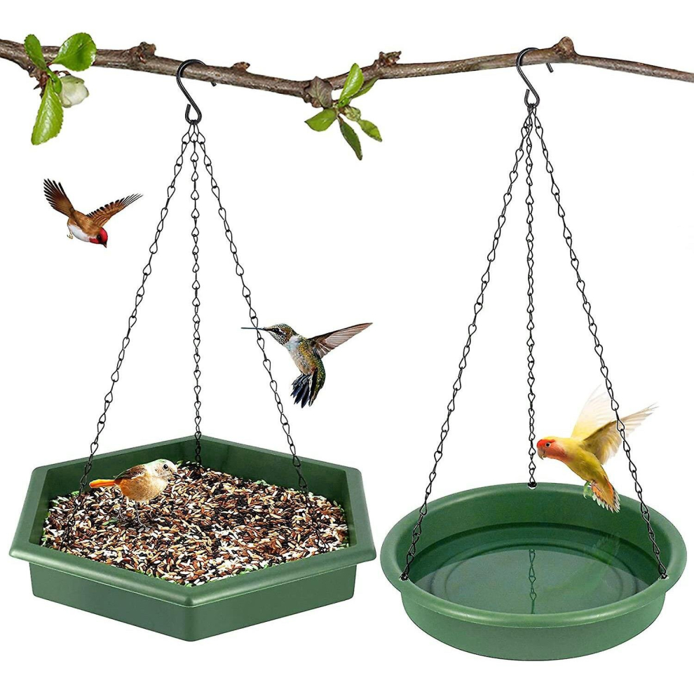 Geezy Bird Feeder & Bird Bath 2 In 1 Hanging Bird Feeding Tray And Bath Outdoor