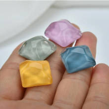 50pcs 16*16MM Flatback Square Shape Resin Cabochons DIY Jewelry Findings Ornament Accessories Earring Materials