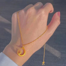 Metal Moon Rabbit Necklace Students Wild Short Necklace Moon Rabbit Pendant + 0 Word Chain